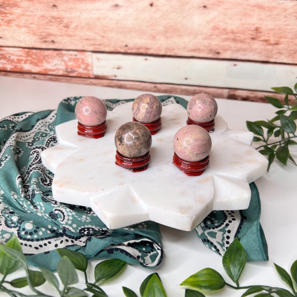 Single Rhodonite Mini Metaphysical Crystal Sphere | Crystal Ball - Picture 11 of 11